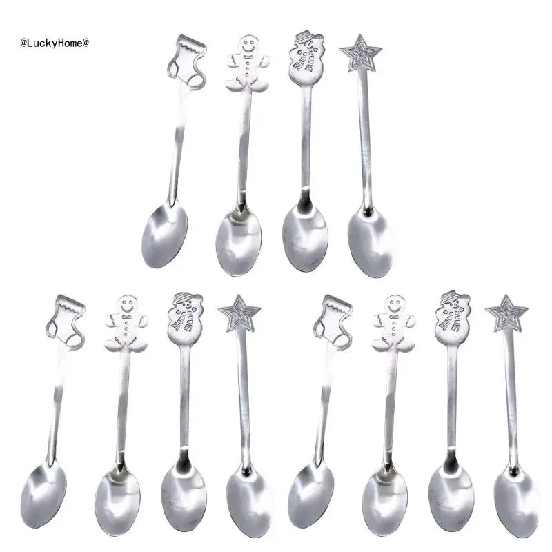 

11UA 12 pcs Christmas Spoon Set Stainless Steel Stylish Design Durable Exquisite Gift