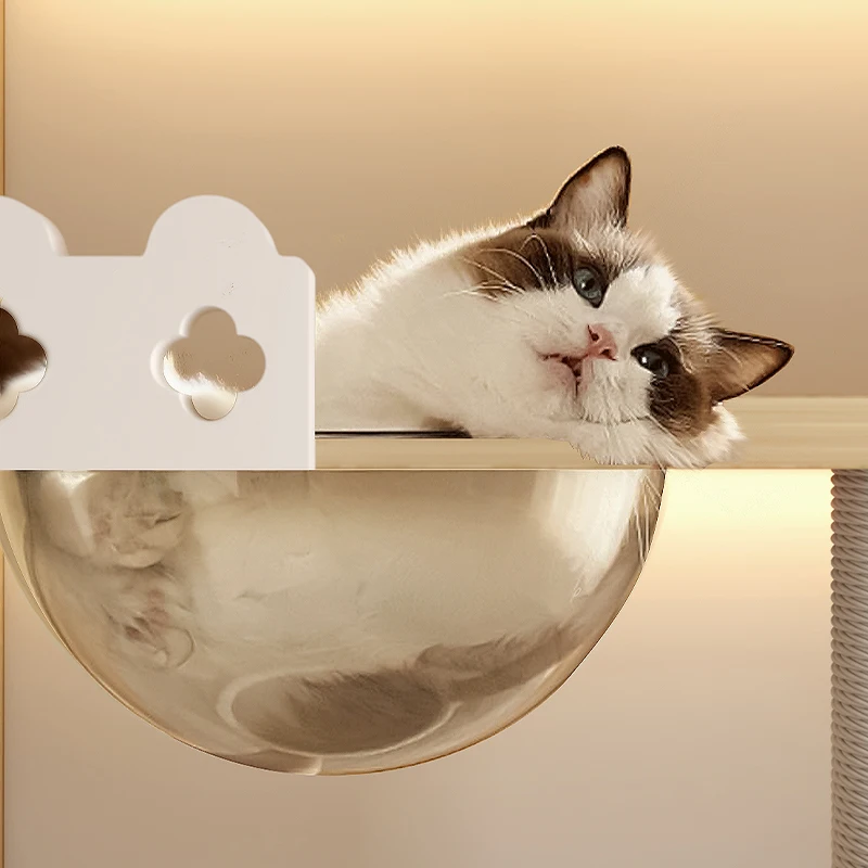 High Quality Fashion Breathable Large Space Pet Cat Castle Tree Houses Indoor Cats Villa House With Scratching Board
