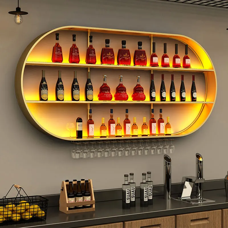 

Minimalist Storage Wine Holder Hanging Cabinet Display Wall Wine Rack Bottle Living Room Restaurant Botellero Vino Bar Furniture