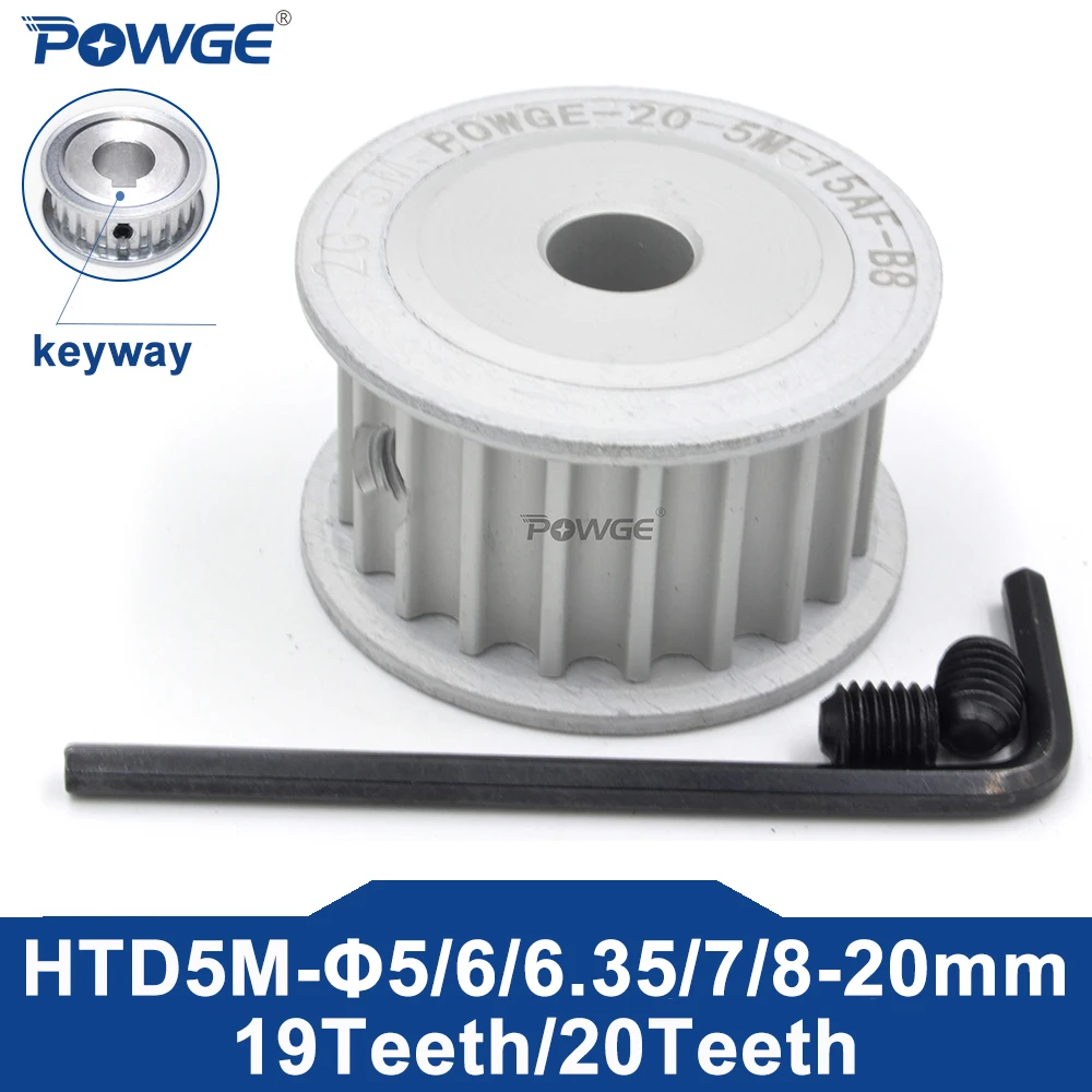 POWGE 19 20 teeth HTD 5M Timing Pulley AF Bore 5/6/6.35/7/8/10/12/12.7/14/15/16/17/18 HTD5M belt width 10/15/20/25mm 19T 20T
