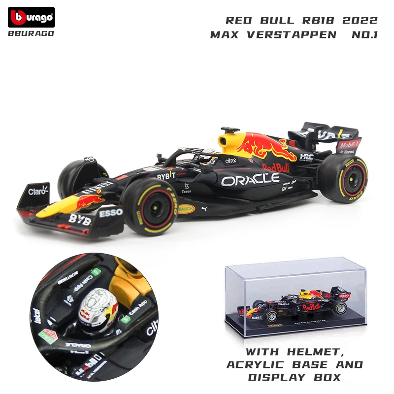 Bburago 1:43 2022 Red Bull RB18 1#33#11# Driver Helmet F1 Champion Formula  Car Mercedes 44#Static Diecast Model Toy Gift