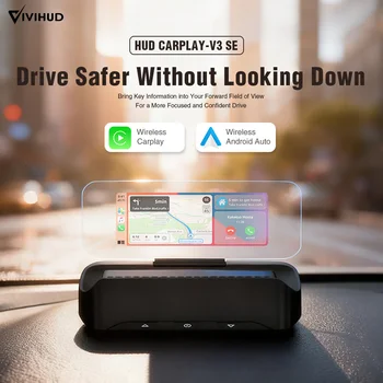 Proyector GPS para Auto con Pantalla Head-Up, Velocímetro con CarPlay Inalámbrico, Android Auto, Diagnóstico, Advertencias y Conexión 1
