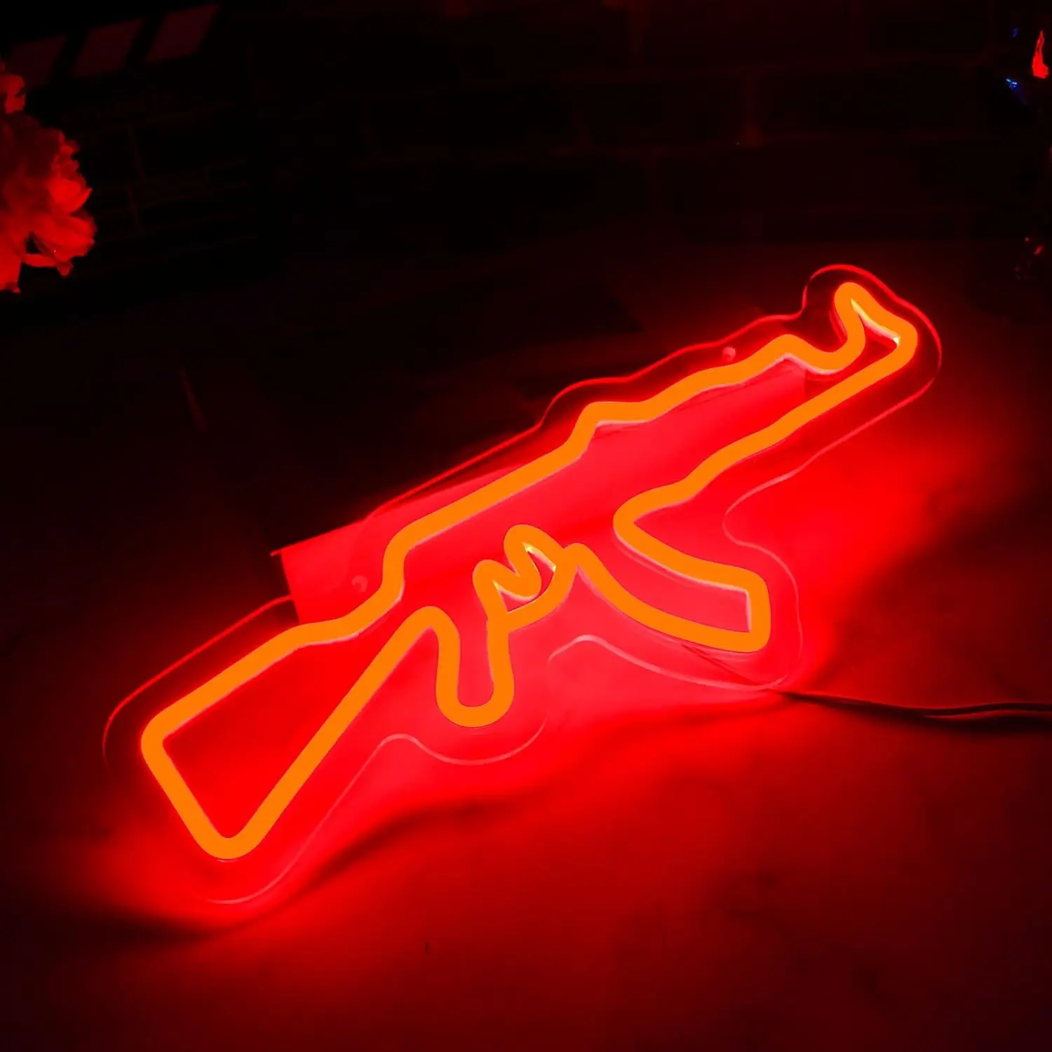 

Неоновая вывеска AK Gun с питанием от USB для декора комнаты, неоновая настенная вывеска с регулируемой яркостью светодиодный вывеска для игровой комнаты, бара, спортивной студии