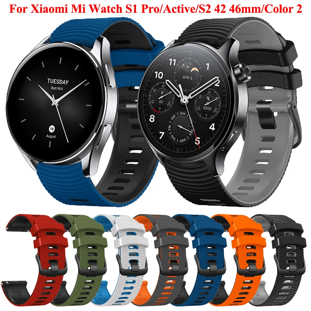 

Ремешок силиконовый для Xiaomi MI Watch S2 42 мм 46 мм, спортивный браслет для Mi Watch S1 Pro Active Color 2, 22 мм