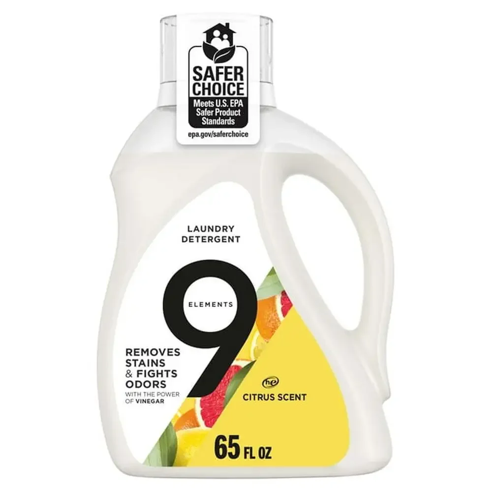Lemon Scented Vinegar Powered Laundry Detergent 65 fl oz Deep Clean Gentle on Skin White Stain Removal Concentrated Liquid