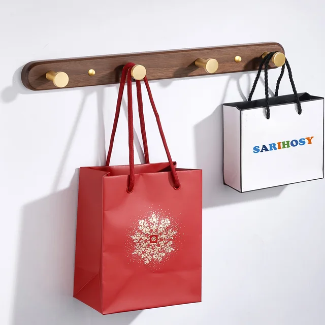 SARIHOSY Wall Coat Rack ห้องโถงไม้แขวนผนังอุปกรณ์ห้องน้ําผนังแขวนเสื้อผ้าสําหรับหมวก Key กระเป๋าเก็บผ้าเช็ดตัว 1