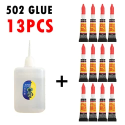 Fournitures de bureau en métal et cuir, colle Super forte 13p 502, à liaison rapide, en caoutchouc, Cyanoacrylate de haute qualité, à séchage rapide 
