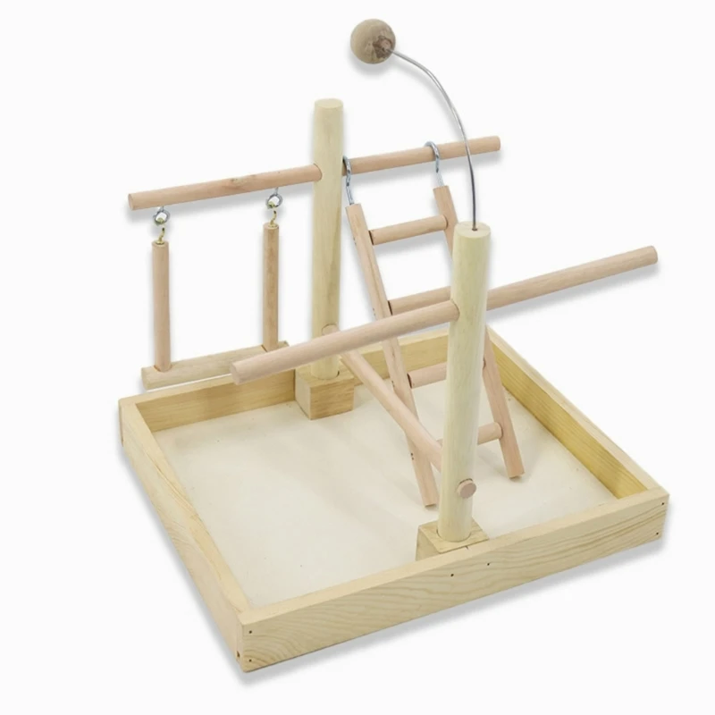 

W3JA Lovebird Parrots Cage Perch Stand Bridge Swing Climbing Wooden Training Ladder Toy for Bird Funfair