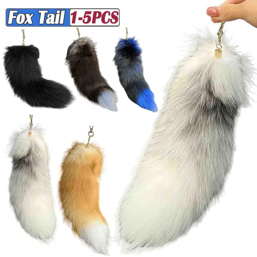 1-5PCS Cute Animal Tail Keychain Huge Fluffy Faux Fur Fox Tail Keychain Therian Tail Fox Tail Keychain Handbag Key Chain Cosplay 2