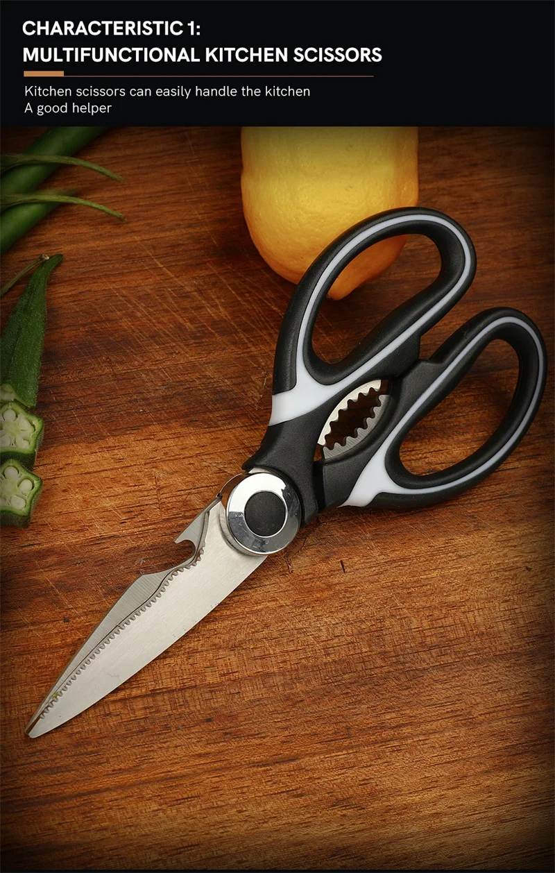 Multifunctional Kitchen Scissors Plastic Handle