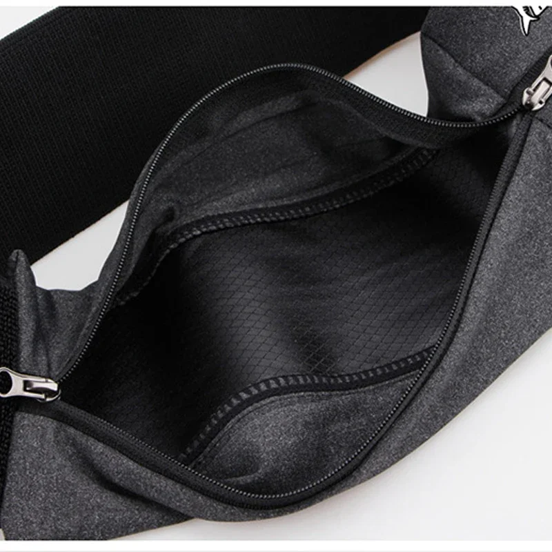 Queshark Reflective Elastic Waistband Sport Bag Double Zipper Pocket Running Gym Yoga Waist Belt Pack Phone Waist Wallet Bag 4