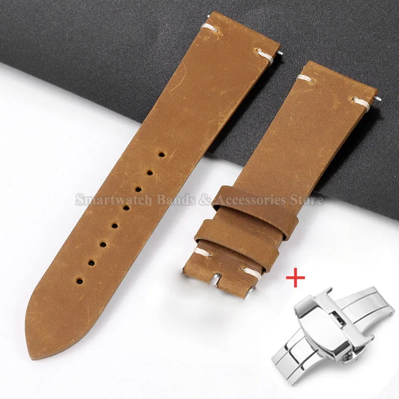 Vintage Brown Calfskin Leather Quick Release Watch Strap Bracelet