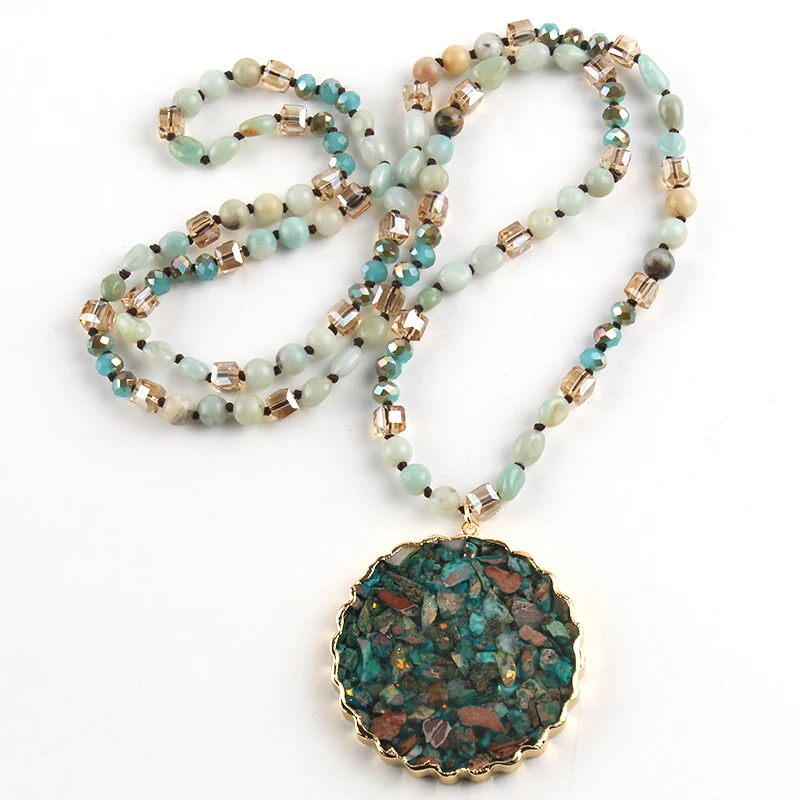 Gioielli bohémien di moda collana con nappe Multi vetro annodato lungo in vetro Multi cristallo da 6mm per collana etnica da donna 36 Gioielli bohémien di moda collana con nappe Multi vetro annodato lungo in vetro Multi cristallo da 6mm per collana etnica da donna 36
