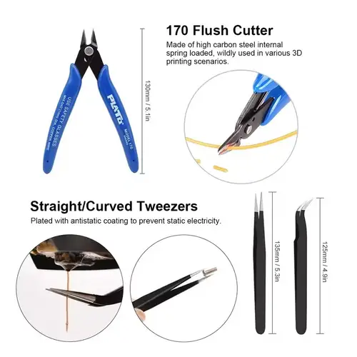 3D Printer Tool Kit for FDM/SLA – Nozzle Cleaner, Scraper, Tweezers, File & Engraving Tools for Maintenance - Image 5