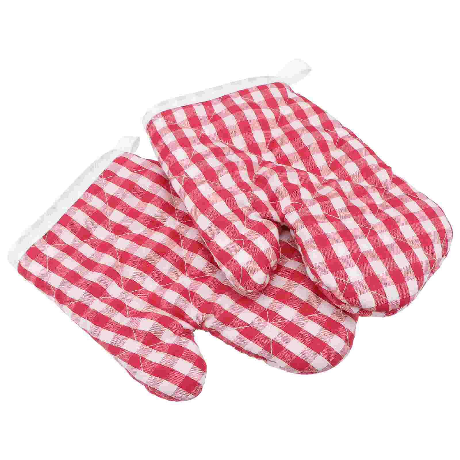 

2 Pcs Kitchen Oven Gloves Cutlery Set Heat Resistant Anti Mitts Insulation Mitten Cooking