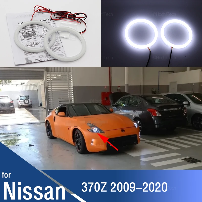 For Nissan 370Z 2009-2020 Car Accessories Ultra Bright Day Light Drl Cotton Angel Eyes Demon Eyes Kit Warm White Halo Ring