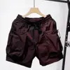 Summer Men Shorts Elastic Waist Adjustable Drawstring Cargo Shorts Thin Wide Leg High Street Hip Hop Style Short Pants 2