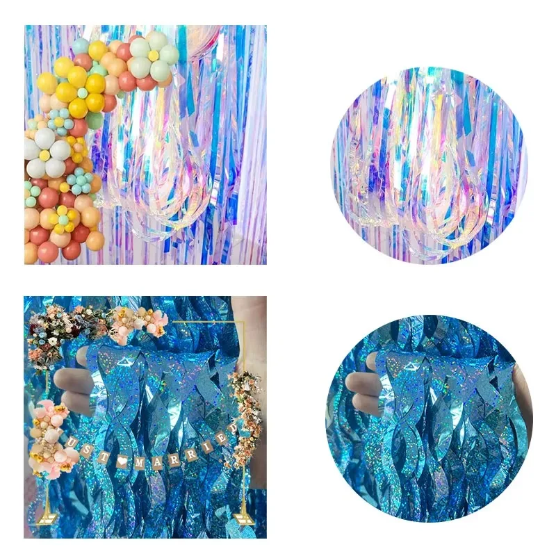 Sparkling Metallic Foil Fringe Curtain with Star Motifs Glitter Photo Backdrop for Wedding Ceremonies Holiday Festivities