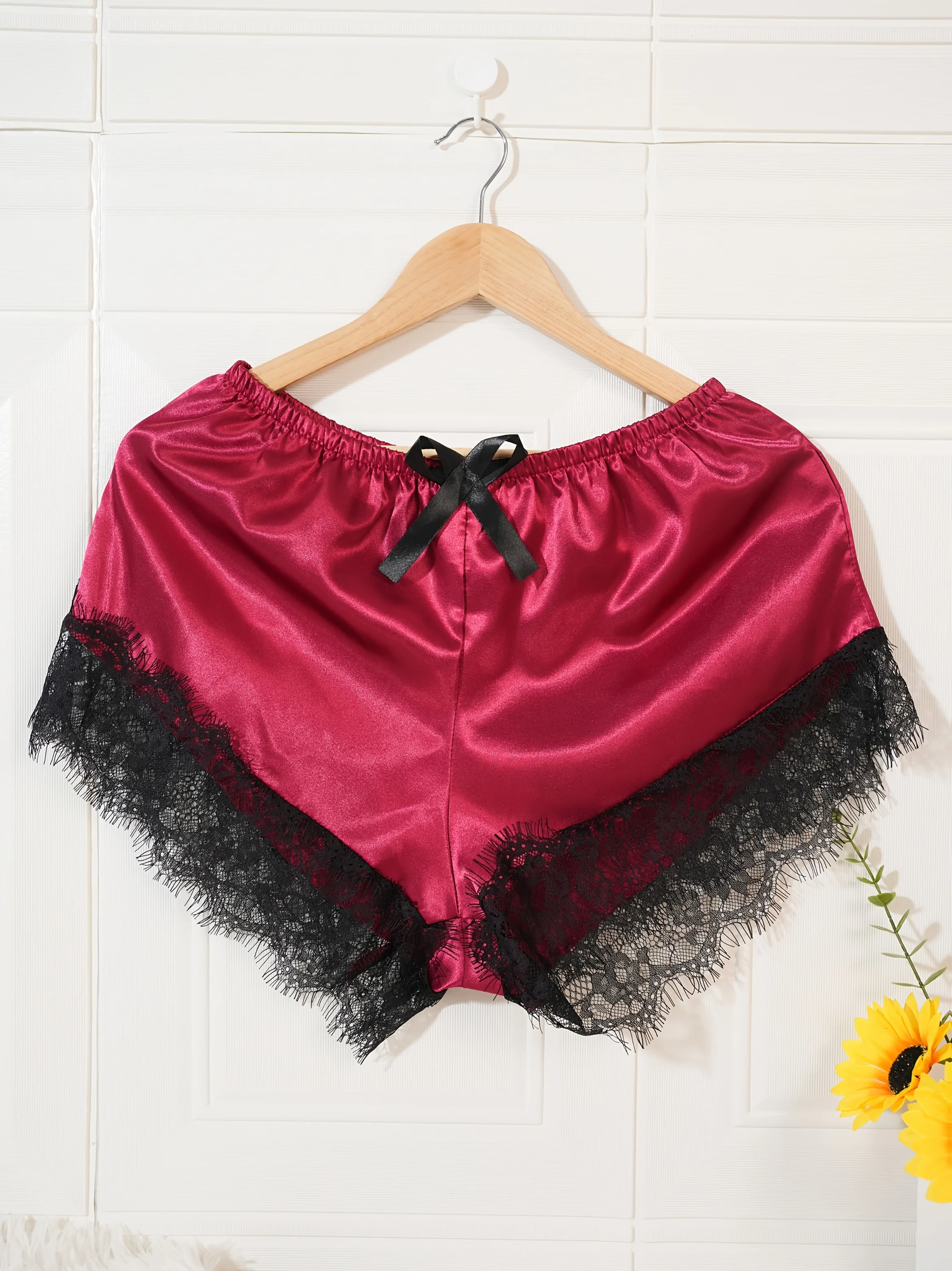 4 قطعة طقم بيجامة حريمي من الساتان رداء دانتيل ملا...