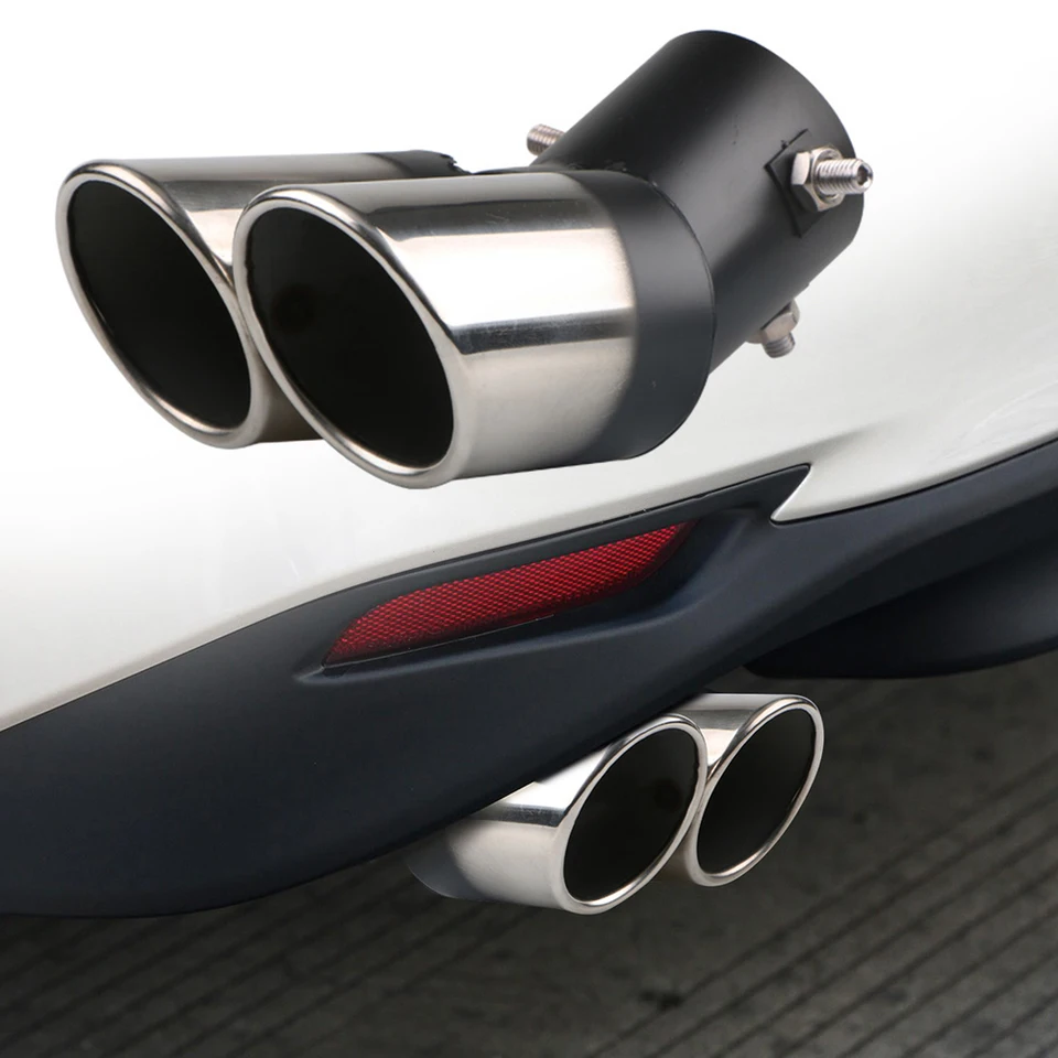 Double Exhaust Tip Muffler Trim Tail Twin End Pipe Sport Stainless Steel Chrome 56 Mm - View #8