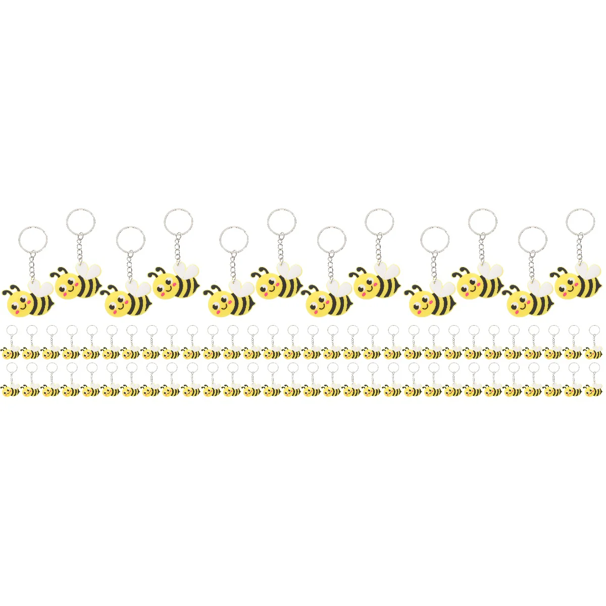 

72 pcs Adorable Cartoon Bee Keychain Novelty Bee Shaped Pendant Keyring Decorative Keychain