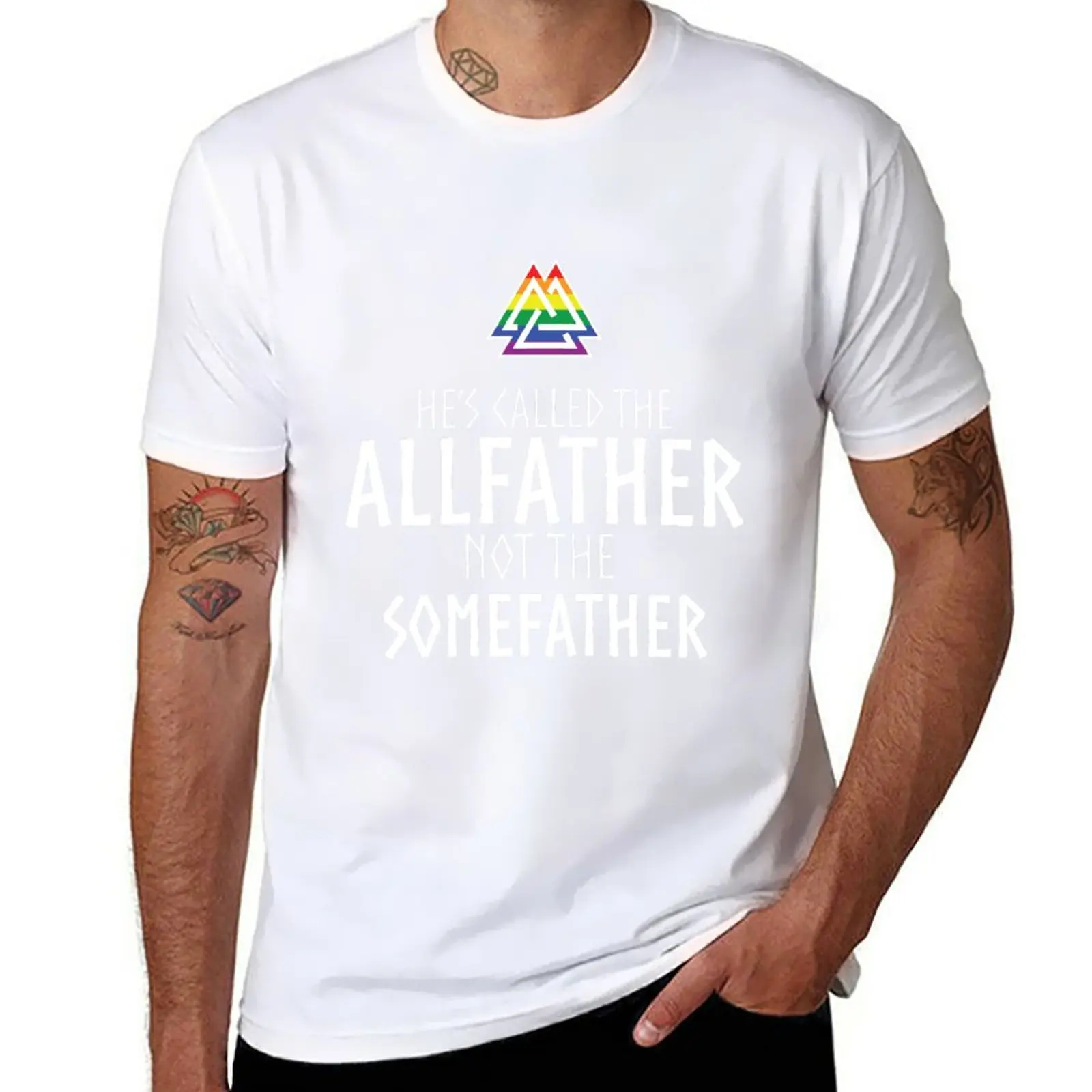 

Новинка, Мужская футболка с надписью He's Call the ALLFATHER (версия PRIDE, белая буква), свитера, Забавные футболки, мужские белые футболки