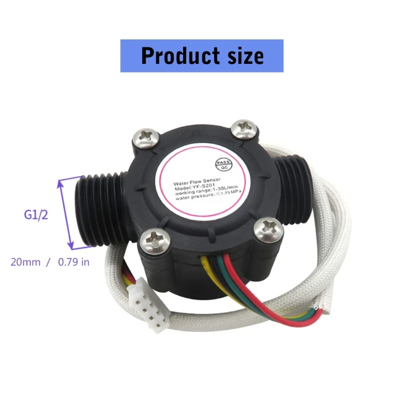 ipiip 3.5-24V Water Flows Sensors Flows Meter Sensors Water Control Liquid 1-30L/min 1.75MPa Switches YF-S201