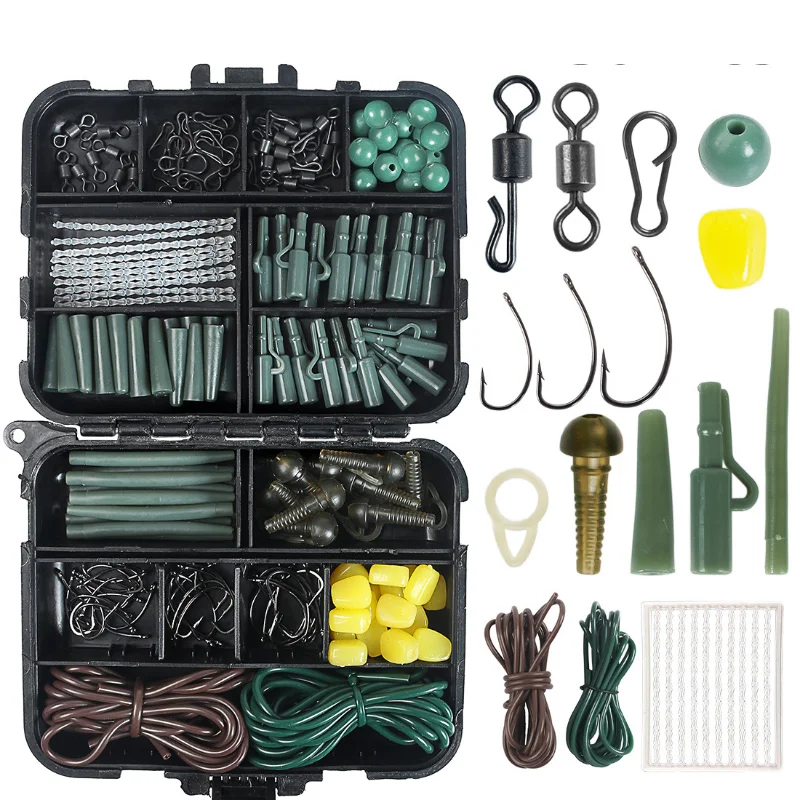 307pcs Carp Fishing Tackle Kit in Box Fishing Swivels Snaps Rubber Anti  Tangle Sleeves Hook Stop Beads Fishing Accessories - AliExpress
