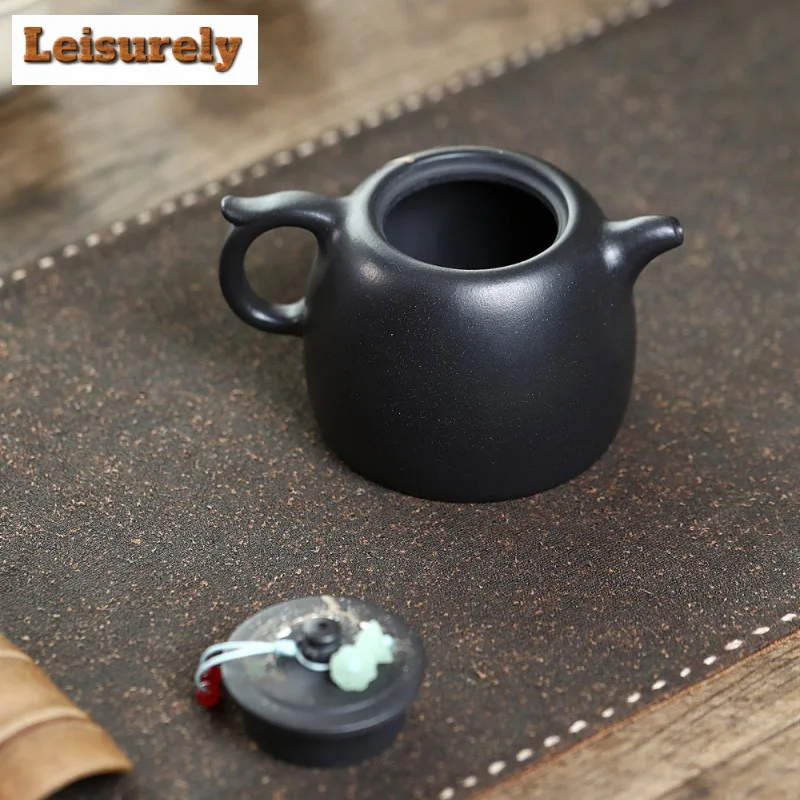 240ml Yixing Purple Clay Teapots Handmade Flowers And Birds Well Fence Pot Raw Ore Black Mud Tea Maker Kettle Strainer Zisha Tea