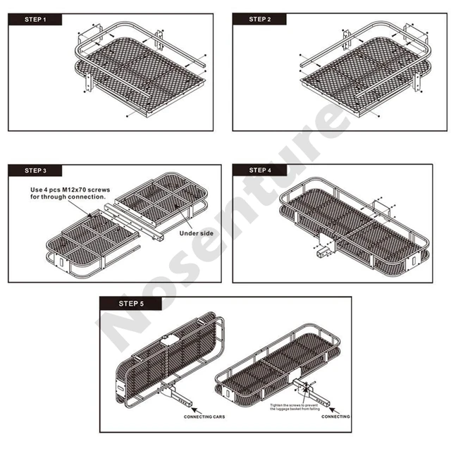 Upgrade your car with the Car Back Cargo CarrierRear Hitch Tray Luggage Basket 150cm*52cm Off-road Rack