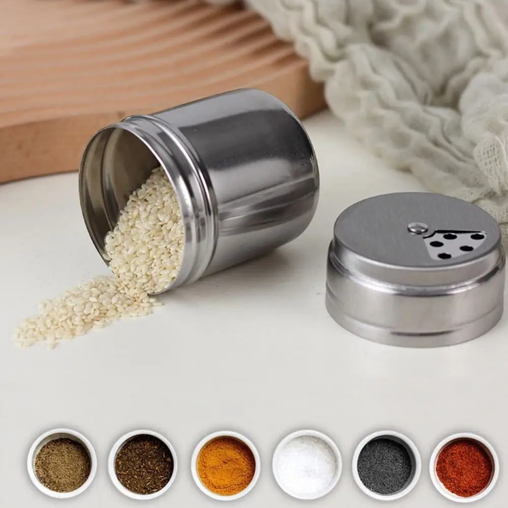 Multi-purpose Stainless Steel Seasoning Jar Salt Sugar Bottle Rotating Cover Kitchen Gadgets Spice Pepper Shaker Spice Jar 1pc seasoning jar salt shaker spices bottle salt pepper shakers