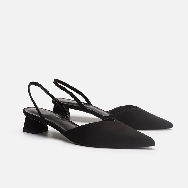 Spring Summer Shoes For Women Soild Middle Heel Casual Pointed Toe Square Heel Sandals With Thin Straps Zapatos Para Mujer