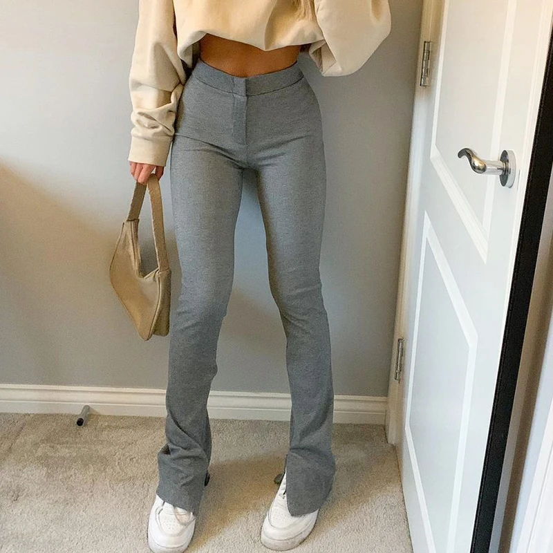 2021 New High Waist Streetwear Solid Tracksuit Ladies Tracksuit Side Split Tracksuit Fashion Skinny Pants Y2k Capris Women