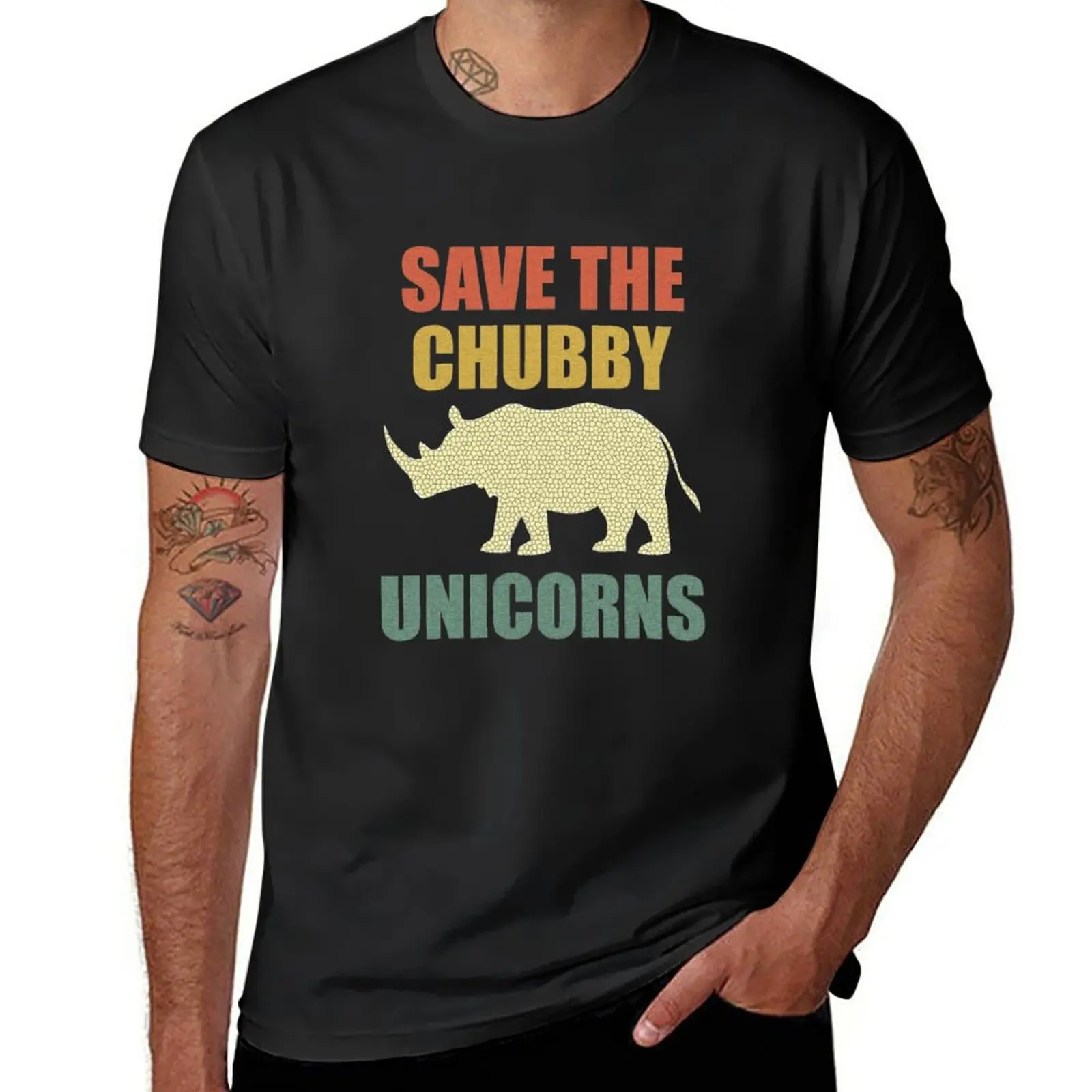 

Save The Chubby Unicorns Vintage Retro T-Shirt sublime graphics Men's t-shirts