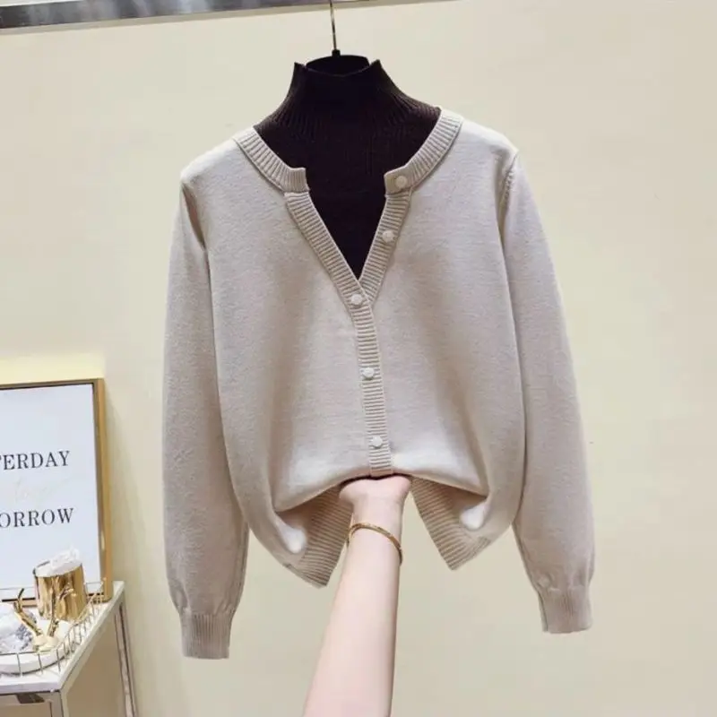 Women's Elegant Outfits Spring Autumn New Casual Long Sleeve Spliced Knitwear High Waist Slim Half Skirt Two Piece Suit