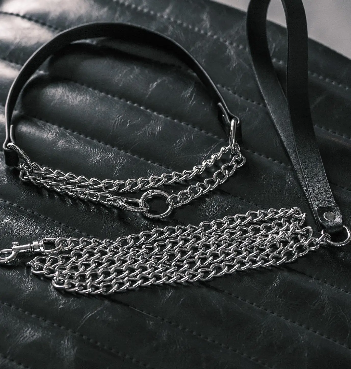 Genuine Leather Choker With Handle For Couples Neck Restraint_voghion.com