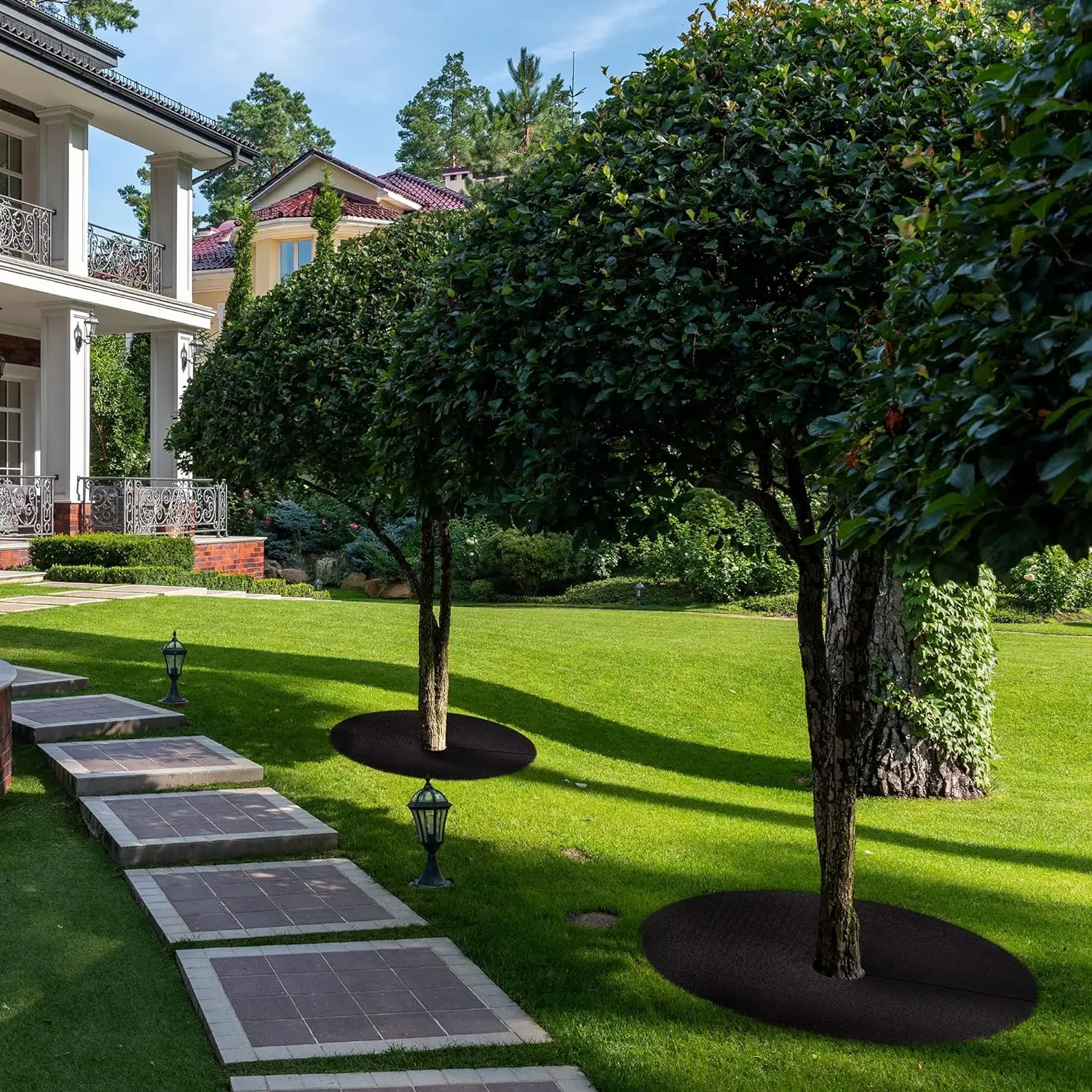 10PCS Non Woven Tree Mulch Ring Weed Mats Barrier Landscape Fabric for Landscaping
