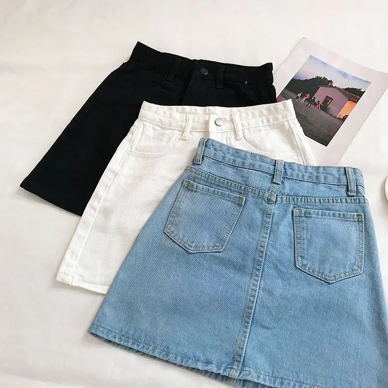 Neue Sommer Rock Casual Große Größe Jeans frauen A-line Kurzen Rock Hohe Taille Denim Vintage Quaste Weibliche Kleidung – Detail 7