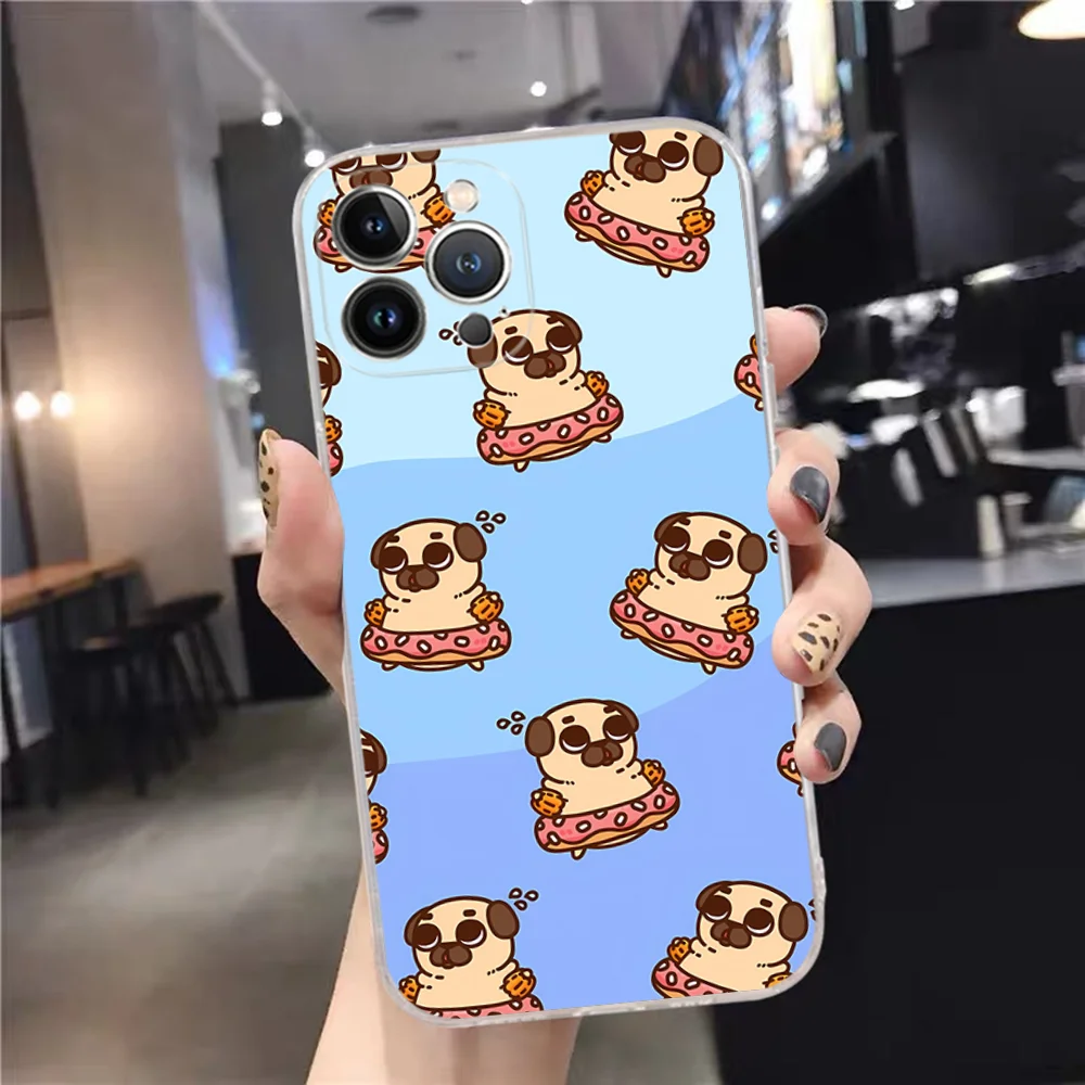 thumbnail image 1 of Funda de teléfono con diseño de perro Pug para iPhone, carcasa bonita para modelos 15, 14, 11, 12, 13 Mini Pro, XS Max, 6, 7, 8 Plus, X, XR, SE, 2020, 1 of 5