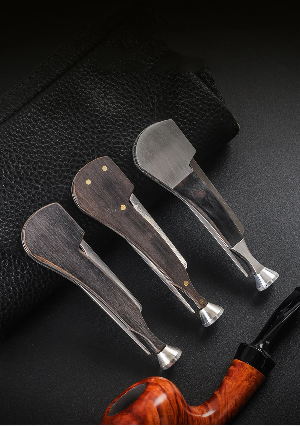 Smoking Pipe Needle Scraper Pressure Stick 3 in 1 Wood&Alloy Tobacco Pipe Cleaning Tool Smoking Accessories Wholesale Retail