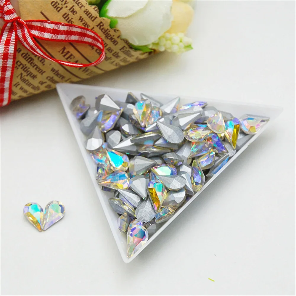 50pcs Colorful Waterdrop Rhinestone Glass Crystal Accessories