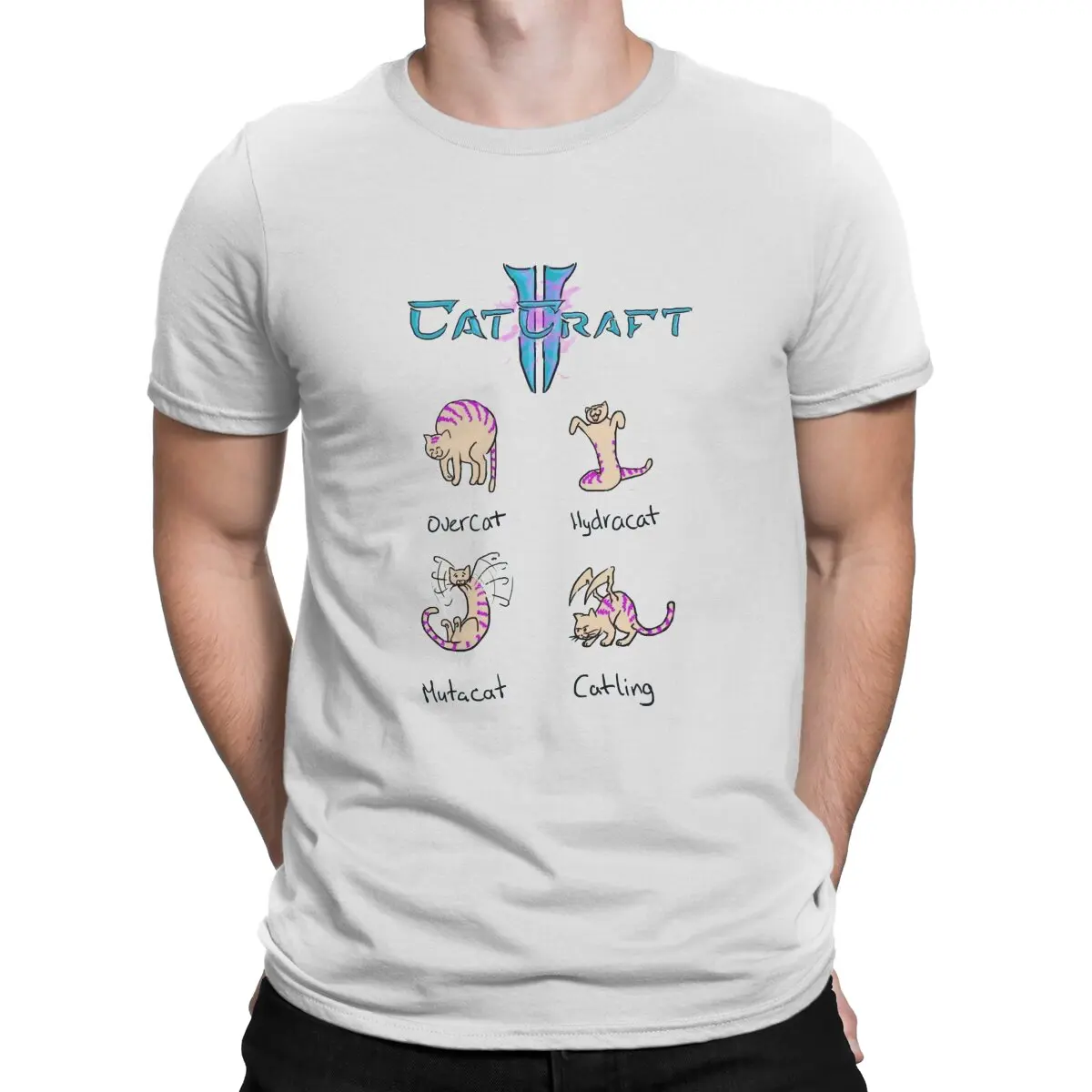 Camiseta con estampado de CatCraft para hombre, ropa Vintage gรณtica de poliรฉster, Harajuku, de verano