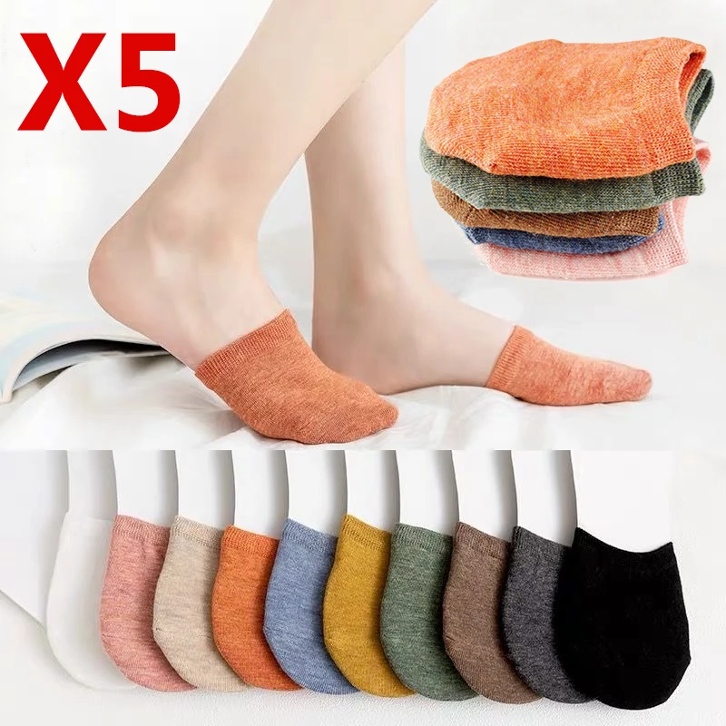 

Women Summer Forefoot Half Foot Toe Cover Socks Heels Invisible No Show Female Breathable Cotton Socks Candy Color