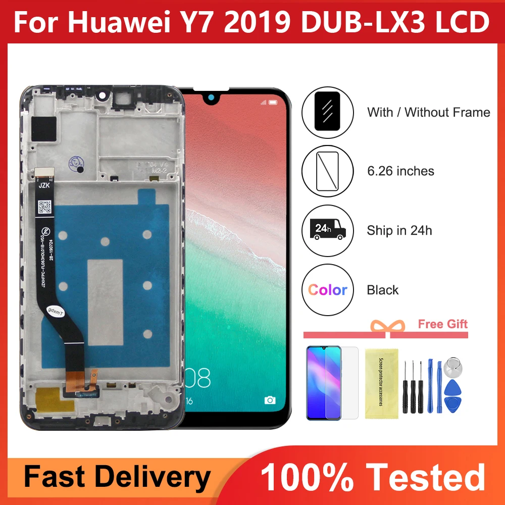 6,4 'для оригинального Huawei Y7 2019, ЖК-дисплей, сенсорный экран с рамкой для Y7 Prime 2019, фотогалерея, ЖК-дисплей