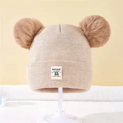 Cozy Kids' Pom - Pom Knit Beanie - Solid Color Winter Hat - ONE SIZE (F)