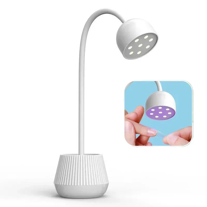 Mini Nail LED Lamp 24W Nail Dryer False Nail Manicure Polish Glue Fast Drying UV Light Nail Lamp 360° Bendable Table Lamp Desig