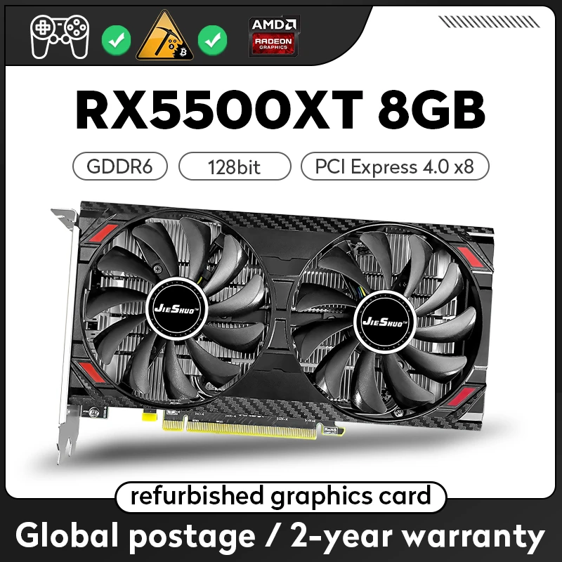 Jieshuo 100% New Rx 5500 Xt 8g 128bit Gddr6, Amd Radeon Rx5500xt 8gb ...