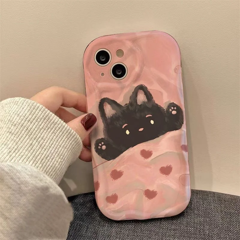 Cute Cat 3D Wavy Phone Cover Case