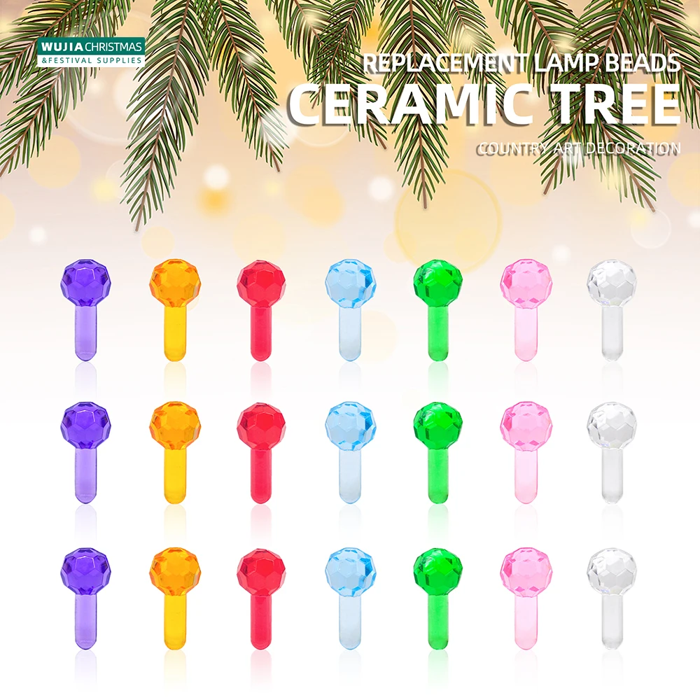 100pcs Ceramic Christmas Tree Plastic Faceted Globe Light Ornament Multicolor Light Beads Diy Replacement Bulbs Party Home Decor