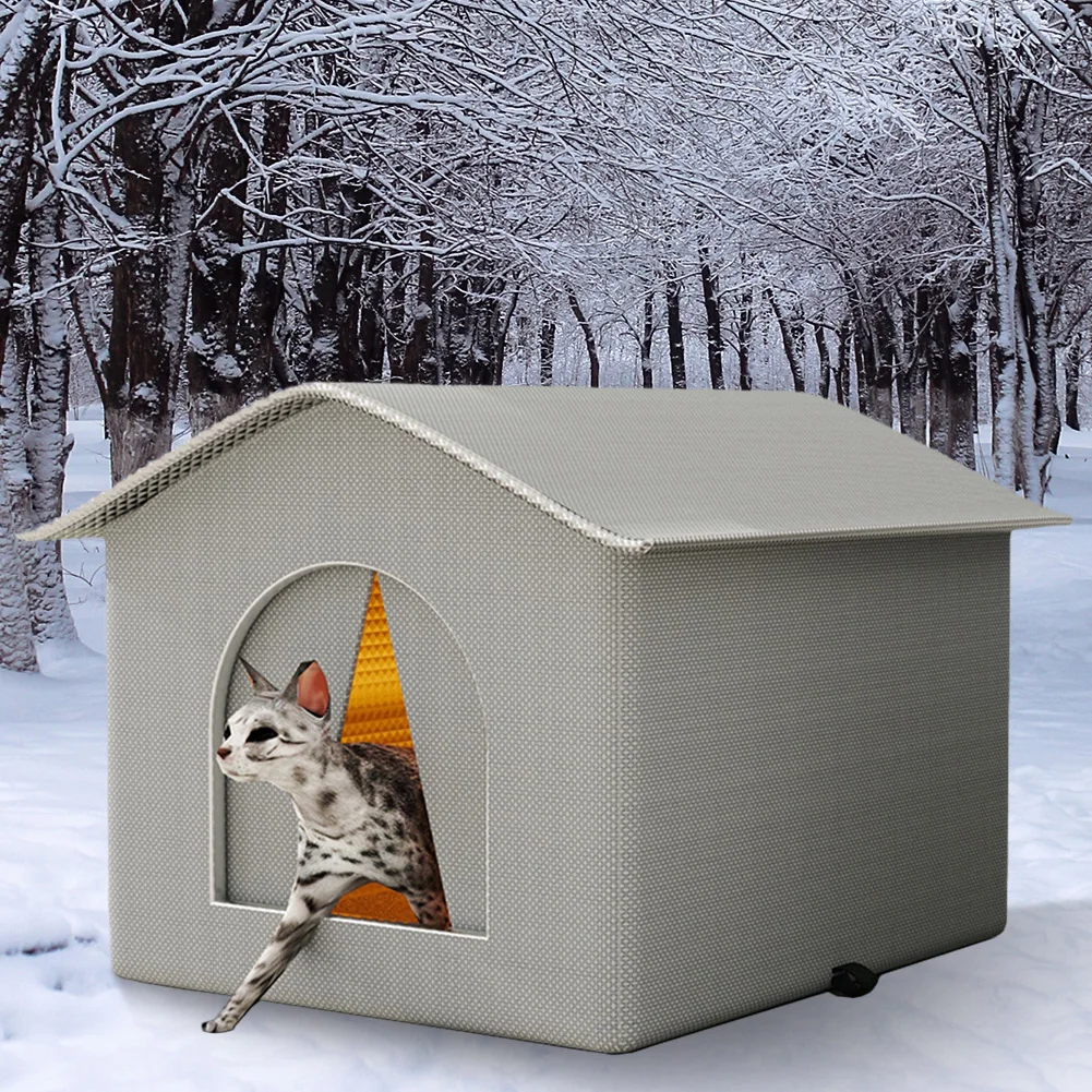 Outdoor Cat House Weatherproof Stray Cat Shelter Stray Cat Condo for Winter Wild Animal Tent Bed